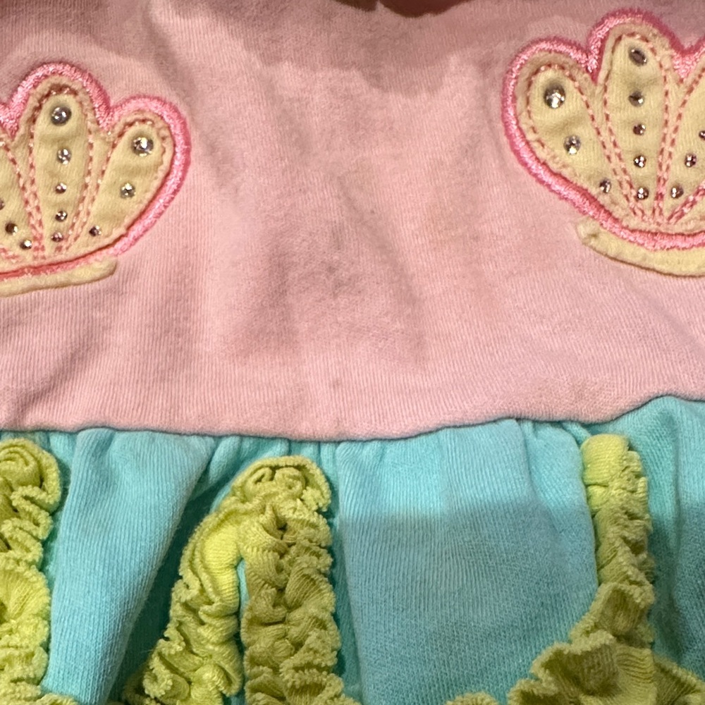 Pink and Green Ruffled Baby Romper - Picture 3 of 4